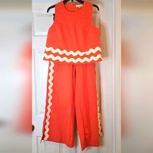 Pinch Orange and Cream Jumpsuit Set